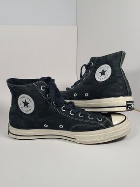 Converse Leather Chuck Taylor All Star High Top Sneakers - Black Size 10.5